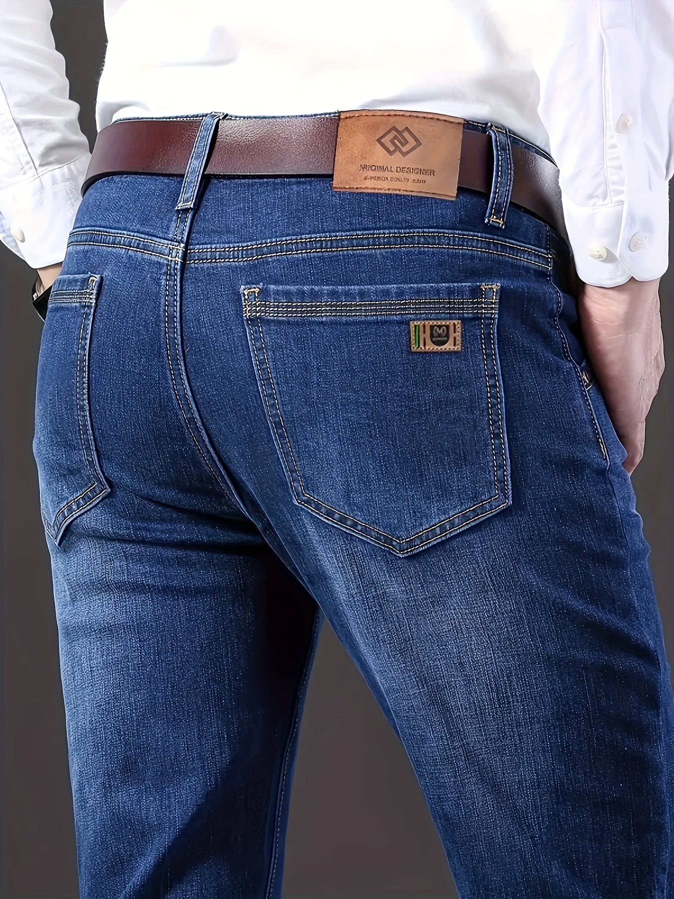 Fijne stretch denim heren jeans (straight legs)
