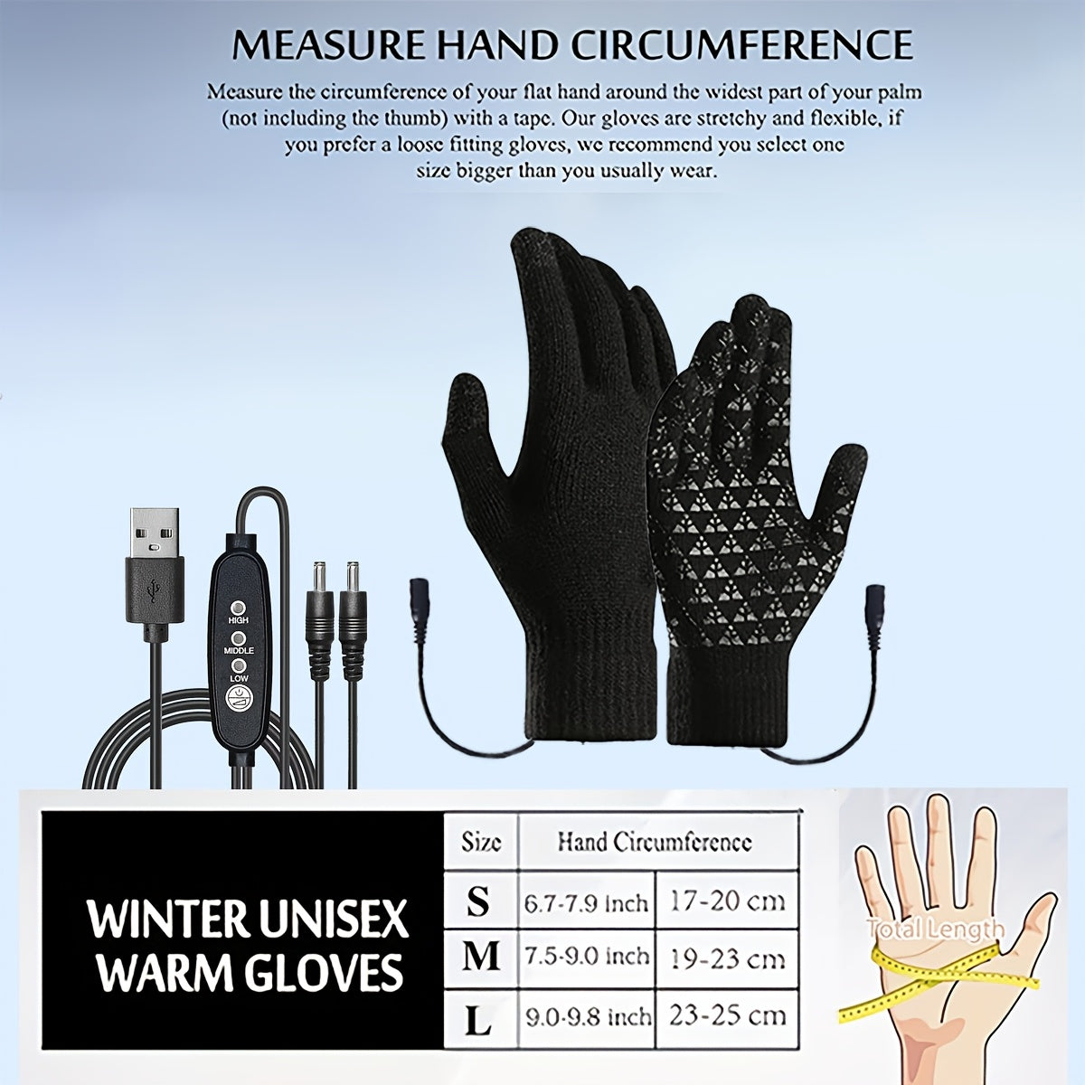 USB electrisch verwarmde handschoenen