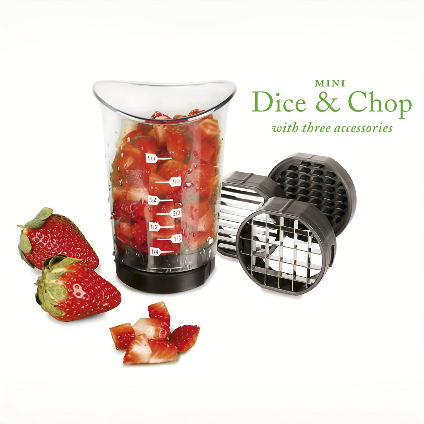 3-in-1 Manual Food Slicer & Chopper - Versatile Kitchen Gadget for Salads, Stir Frys & More - Easy Dice, Slice & Measure with Safety Cover - Dishwasher Safe