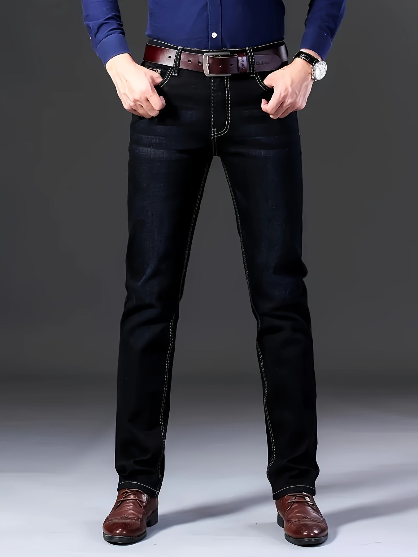 Fijne stretch denim heren jeans (straight legs)