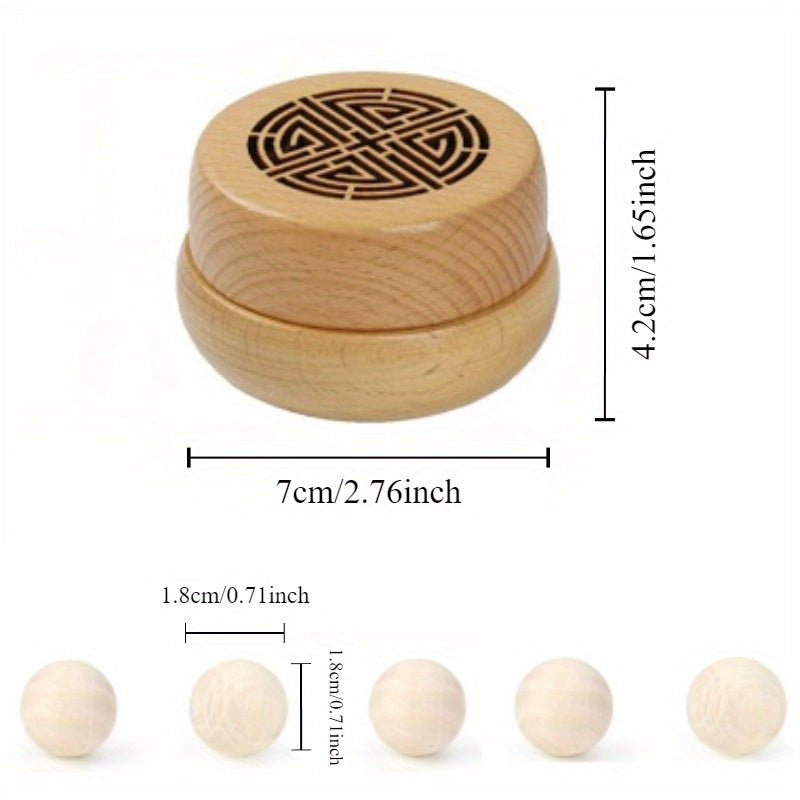 Wooden Essential Oil Diffuser, Incense Box And Wooden Ball Set, Retro Hollow Screw Bottle Cap, Home And Car Perfume Decoration, Volatile And Lasting Fragrance, Create a Fragrant And Comfortable Environment, The Ideal Gift.