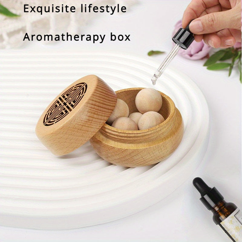 Wooden Essential Oil Diffuser, Incense Box And Wooden Ball Set, Retro Hollow Screw Bottle Cap, Home And Car Perfume Decoration, Volatile And Lasting Fragrance, Create a Fragrant And Comfortable Environment, The Ideal Gift.