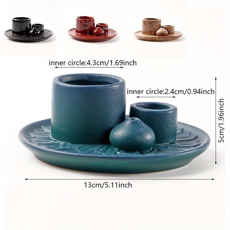 1pc 4-in-1 Ceramic Incense Burner Holder – Palo Santo & Sage Smudge Stand with Stick & Candle Holder, Elegant Home Decor for Meditation, Yoga, and Aromatherapy Relaxation, Home Relaxation | Rustic Ceramic Holder | Terracott