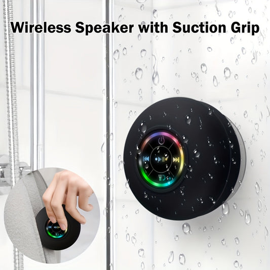 [Popular Choice] Portable Waterproof Wireless Speaker with Suction Cup - USB Rechargeable, 2-Hour Playtime, Ideal for Parties, Bathroom, Travel & Outdoor Use