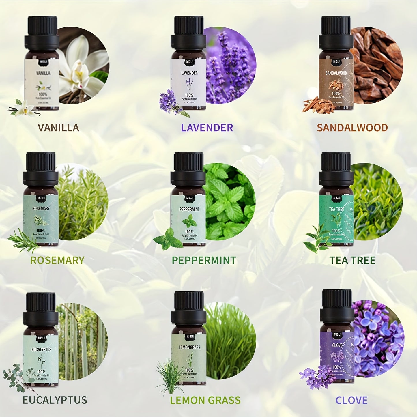 Premium Essential Oil Set with Diffuser Humidifier for Sleep Relaxation – 9pcs 10ml/3.04fl.oz Bundle – Promotes a Pleasant Home Scent – Ideal for DIY Scented Candles and Soap – Long-Lasting Fragrance – Perfect Hallo