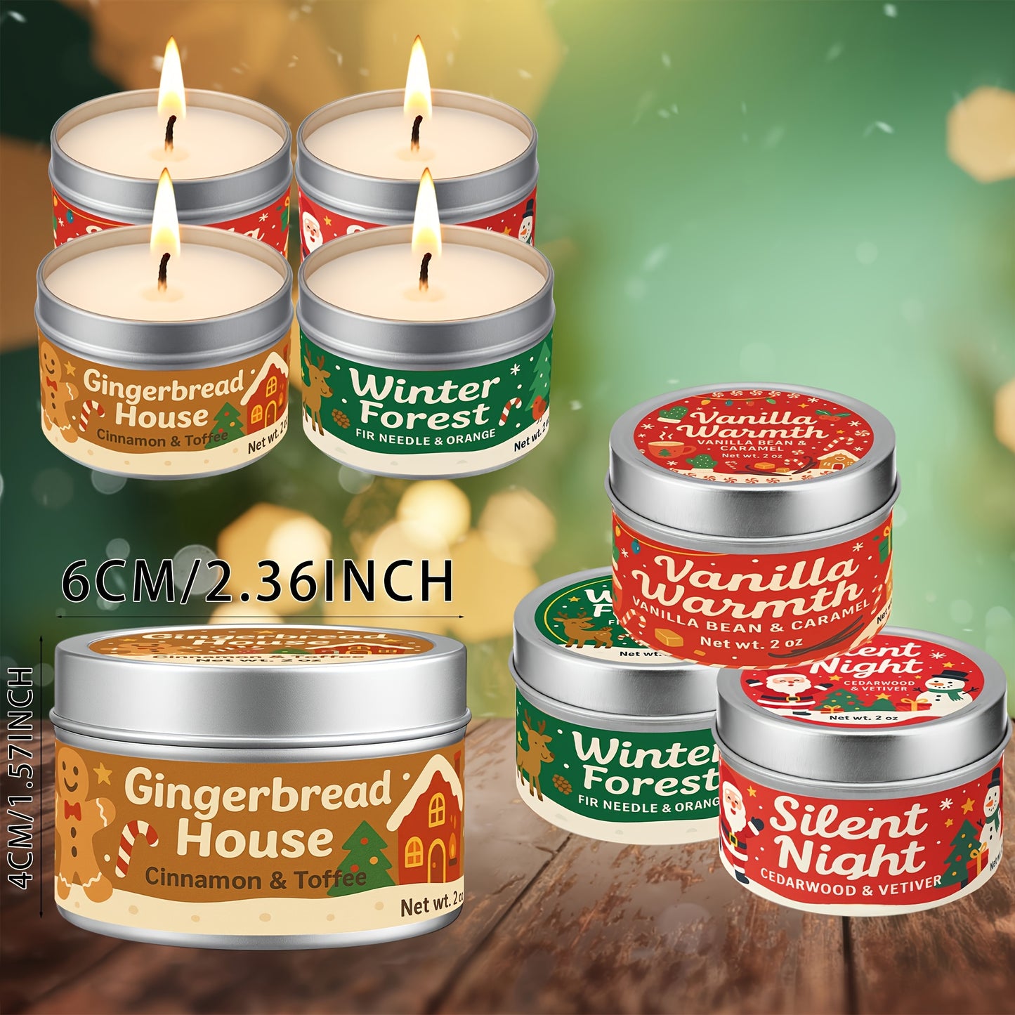4pcs Premium Holiday Scented Candle Set - Christmas Candles with Cinnamon, Pine Tree & Vanilla Scents | Perfect Gift for Family and Friends | Ideal for Cozy Winter Nights, Holiday Parties & Home Decor | 4x3oz Christmas Candle