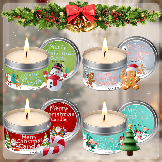 4pcs Premium Holiday Scented Candle Set - Christmas Candles with Cinnamon, Pine Tree & Vanilla Scents | Perfect Gift for Family and Friends | Ideal for Cozy Winter Nights, Holiday Parties & Home Decor | 4x3oz Christmas Candle