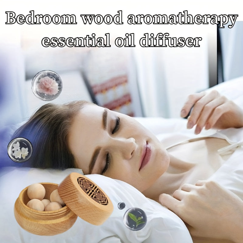 Wooden Essential Oil Diffuser, Incense Box And Wooden Ball Set, Retro Hollow Screw Bottle Cap, Home And Car Perfume Decoration, Volatile And Lasting Fragrance, Create a Fragrant And Comfortable Environment, The Ideal Gift.