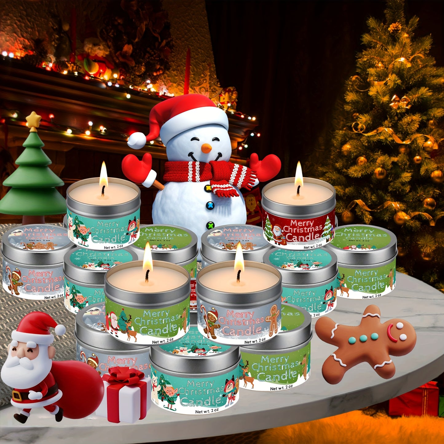 4pcs Premium Holiday Scented Candle Set - Christmas Candles with Cinnamon, Pine Tree & Vanilla Scents | Perfect Gift for Family and Friends | Ideal for Cozy Winter Nights, Holiday Parties & Home Decor | 4x3oz Christmas Candle