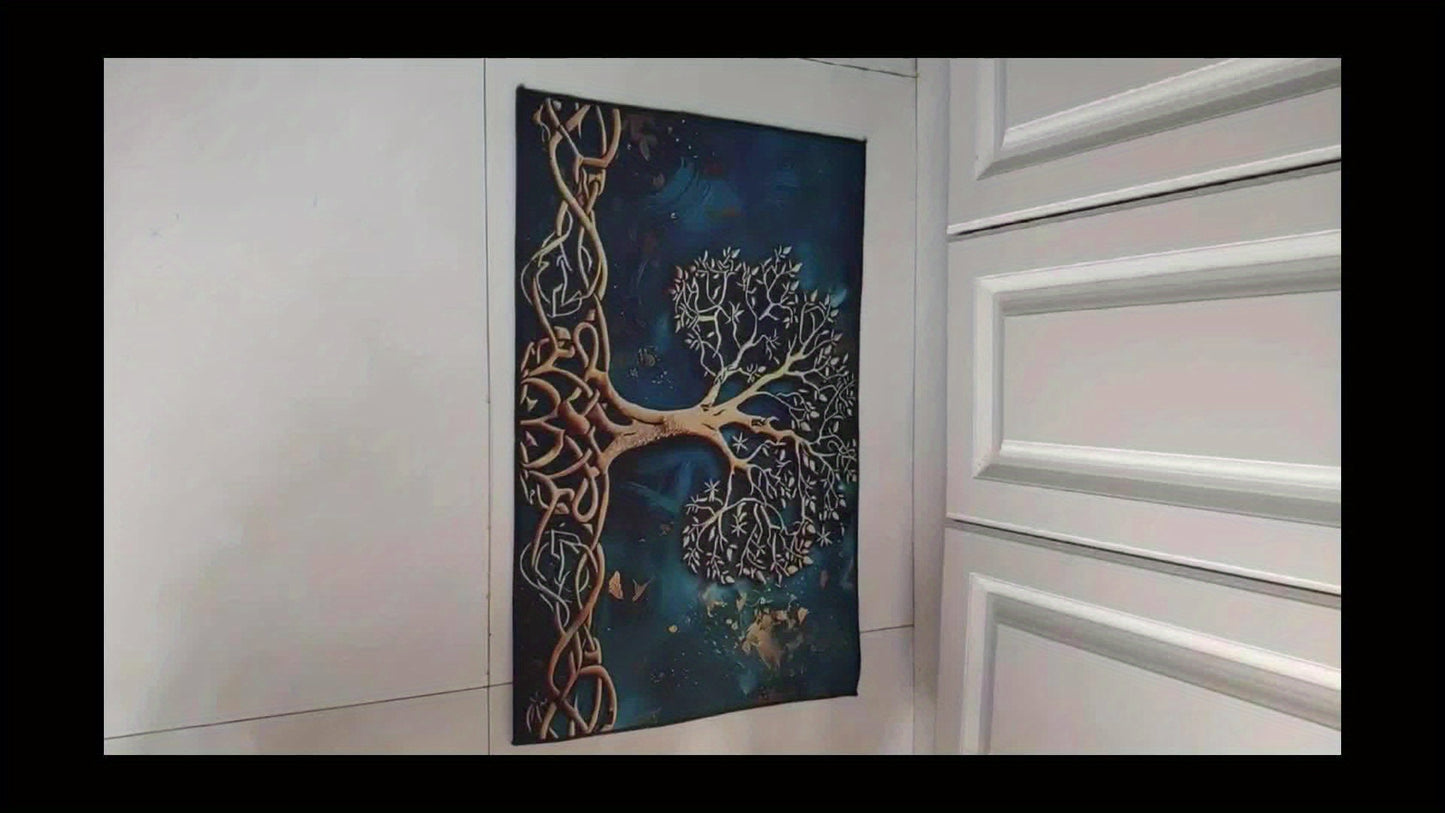 Elegant Life Tree Pattern Welcome Mat, Crystal Velvet Fabric, Silicone Backing, 1000g/m², Rectangular Non-Slip Washable Entrance Carpet for Home, Garden, Patio, Laundry Room, Bathroom Decor - Hand Wash Only, Durable All-Purp